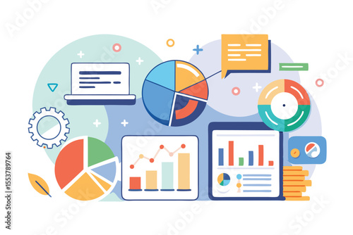 Visual representation of analytics marketing metrics and data analysis tools used in financial decision making