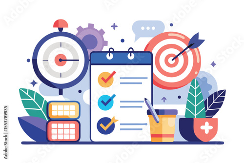 Trendy schedule time management and target deadline concept with modern design elements to enhance productivity and organization in tasks and goals