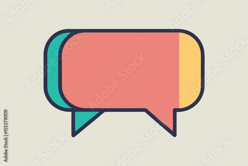 Colorful geometric speech bubble design combining warm and cool tones, ideal for modern communication graphics and digital media visuals