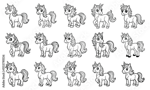High-Quality Unicorn Coloring Fun Coloring Page for Kids, Detailed Line Art Design for Relaxation and Stress Relief, Ideal for Kid Coloring Books or Printable Art Therapy Activities, Beautiful Illustr