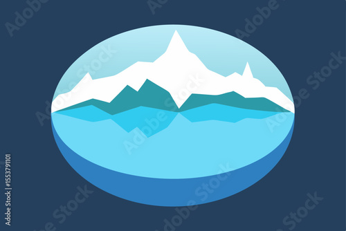 frozen lake in spherical mountain world