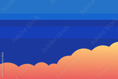 gradient sky from peach to deep blue with drifting