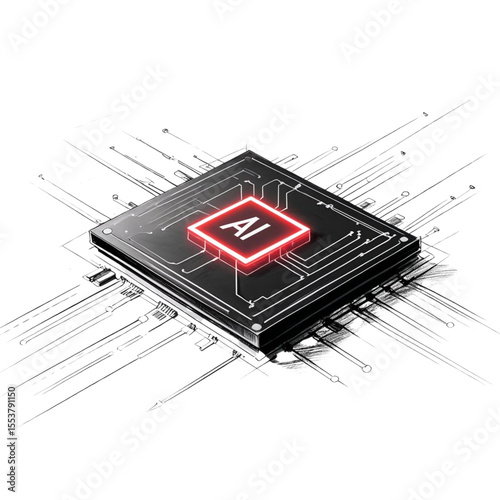 Ai technology chip processor innovation concept for machine learning and artificial intelligence design