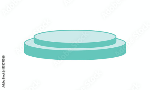 A simple flat design illustration of a two tiered podium or stage in a bright aqua or turquoise color against a clean white background perfect for awards or presentations