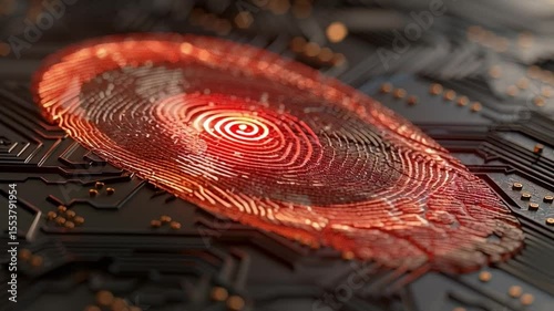 Digital Fingerprint Circuit Design Glowing Patterns Symbolizing Technology and Security Innovation