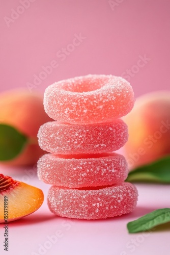 Gummy Rings Stacked on Fruits