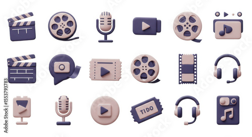 Multimedia 3 d icons collection