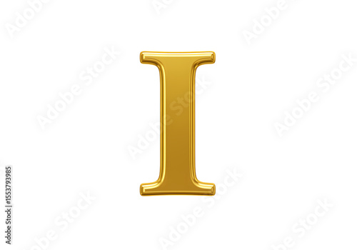 Golden Roman Numeral One A Luxurious Letter I isolated on transparent background