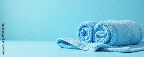 Soft blue towel on crisp white and blue background , aesthetic, summer, background texture