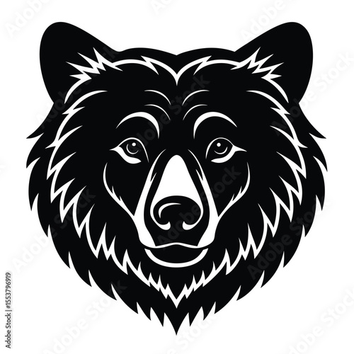 Grizzly bear silhouette vector on white background