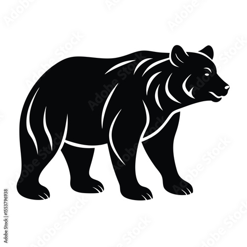 Grizzly bear silhouette vector on white background