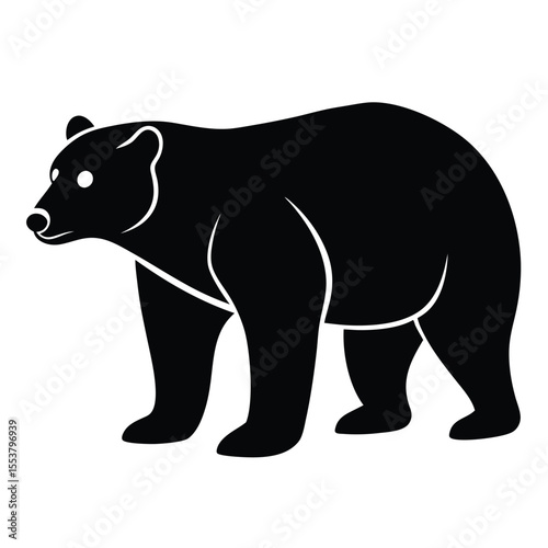 Polar bear silhouette vector on white background
