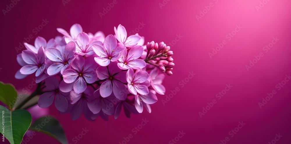 Fototapeta premium Vibrant lilac blossoms burst forth against a rich red backdrop , vivid, red, nature