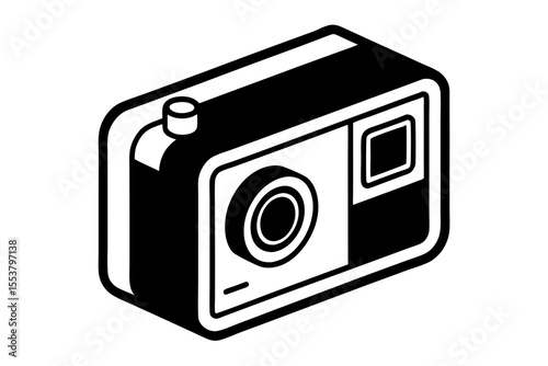Modern GoPro Action Camera Vector Illustration with Screen