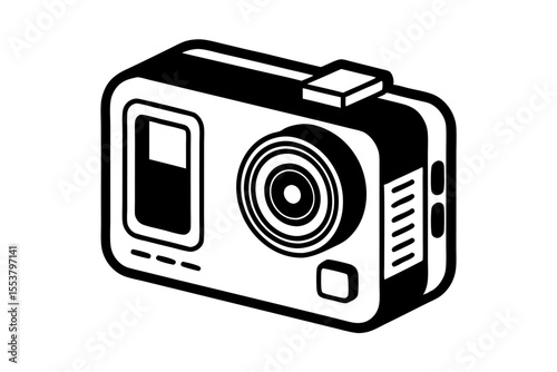 GoPro Action Camera Vector Design with Buttons and Screen
