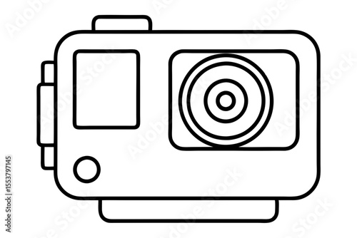 Sleek GoPro Action Camera Vector on White Background