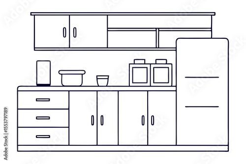Contemporary Kitchen Cabinet Vector with Sleek Design