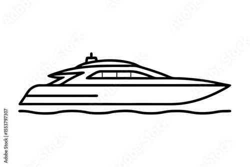 Luxury Yacht Vector Artwork on Water with Abstract Blob Background