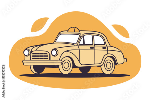 Classic City Taxi Vector Silhouette with Modern Blob Design