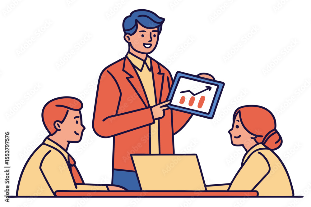 Business Presentation with Growth Graph Vector Illustration Business Presentation with Growth Graph Vector Illustration