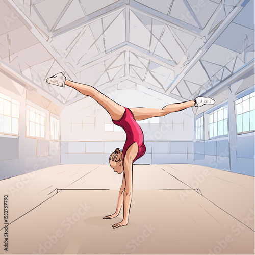 Young Female Gymnast Executing a Back Flip 8