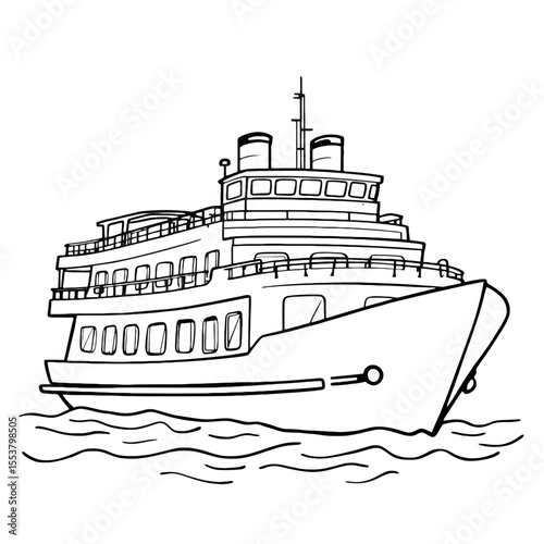 A Detailed Nautical Vessel Illustration for Creative Coloring and Artistic Representation
