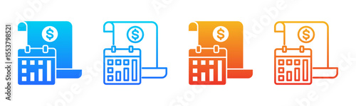 Financial Planning icon sheet multiple style collection