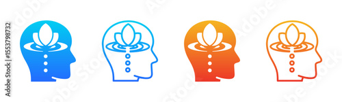 Mindfulness icon sheet multiple style collection