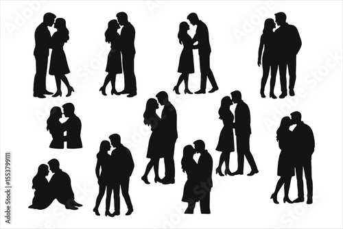 Couple silhouette on white background