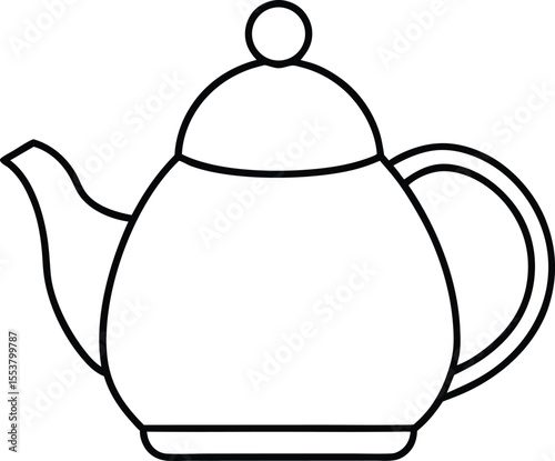 teapot icon line art vector illustration on transparent background
