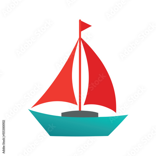 Sailboat sailing with large billowing sails Vector illustration