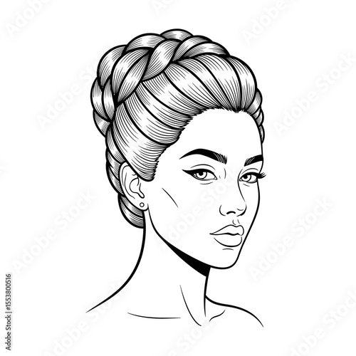 Elegant woman with a braided updo showcasing sophistication and timeless beauty Updo with twisted sections 