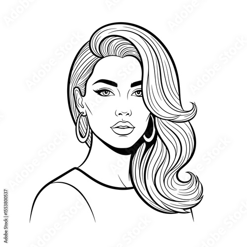 Sophisticated woman with glamorous hairstyle and earrings showcasing classic beauty Voluminous retro waves 