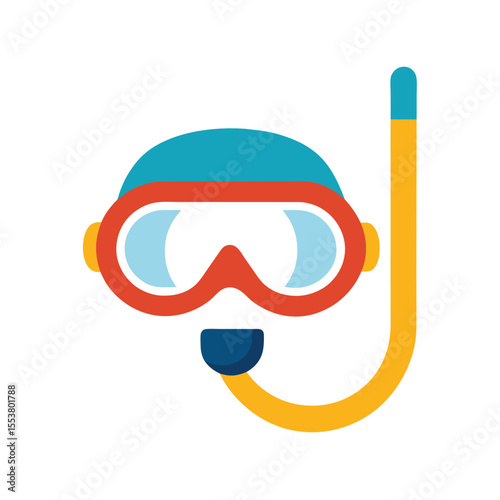 Snorkeling tube and mask set for ocean diving Vector illustration