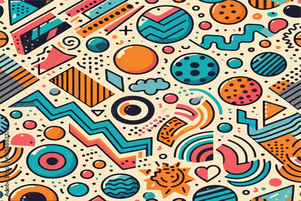 Naklejka premium Seamless Memphis Geometric Pattern vector .
