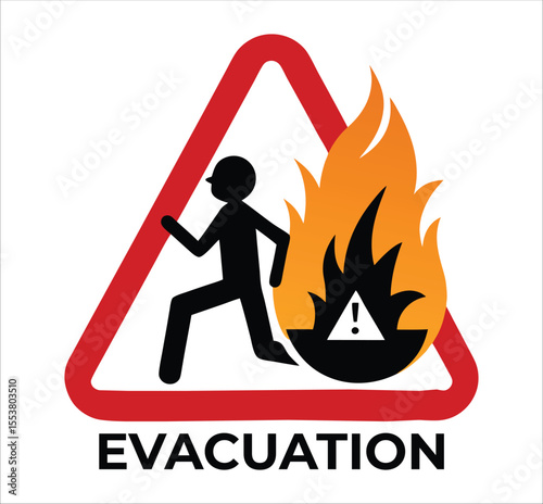 Emergency Exit Direction Sign – Evacuation Safety Vector Illustration.


