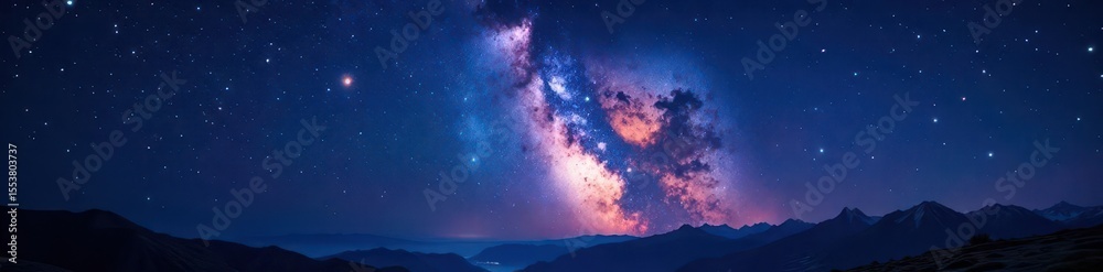 Fototapeta premium Celestial Night Sky with Glowing Stars and Milky Way , universe, space