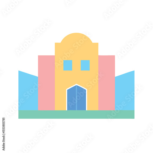 Art deco house exterior with geometric shape home design vector art 