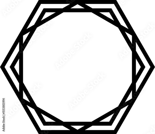Polygonal figure bordered with a thick outline featuring multiple smaller polygonal shapes inside.