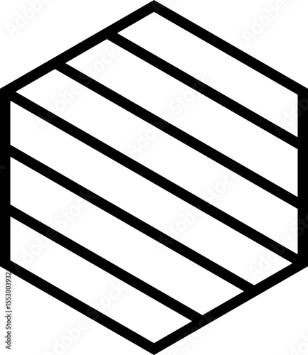 Polygon outlined with a thick line containing straight lines drawn across the interior in a structured layout.