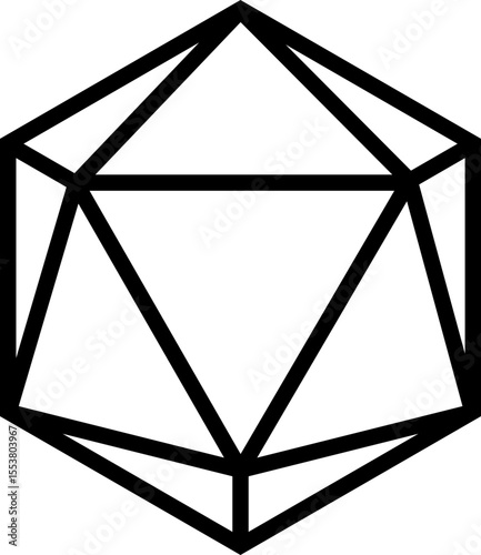 Polygon designed with triangular outer edges and a thick line to simulate dimensional appearance.