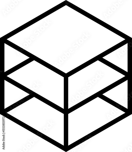 Polygon built with a thick outline layered into three distinct horizontal sections resembling stacked levels.