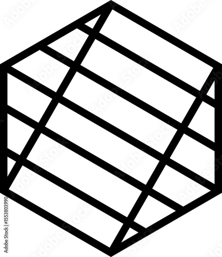 Polygon segmented internally by straight lines crossing the shape, surrounded by a thick border.
