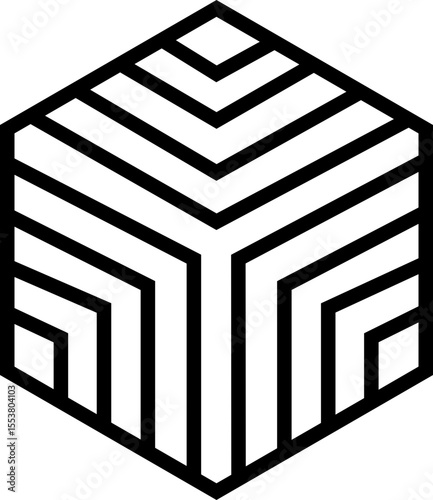 Polygon framed with a thick stroke featuring multiple internal linear segments crossing the shape.
