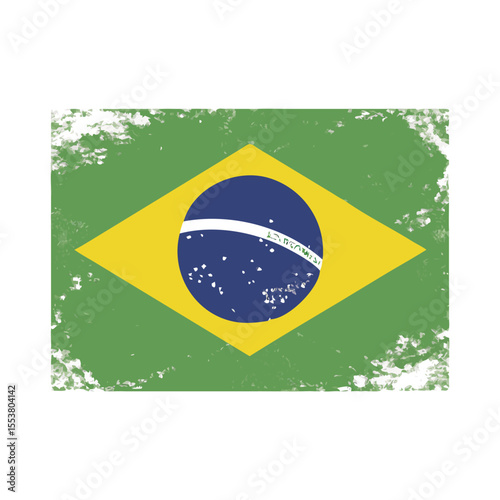 Brazil flag with distressed grunge texture faded flag vector art design 