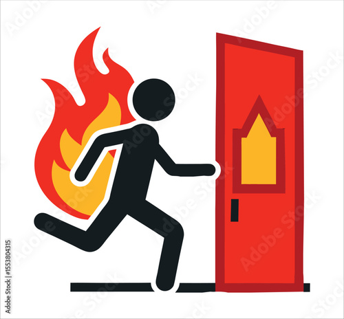 Emergency Exit Direction Sign – Evacuation Safety Vector Illustration.

