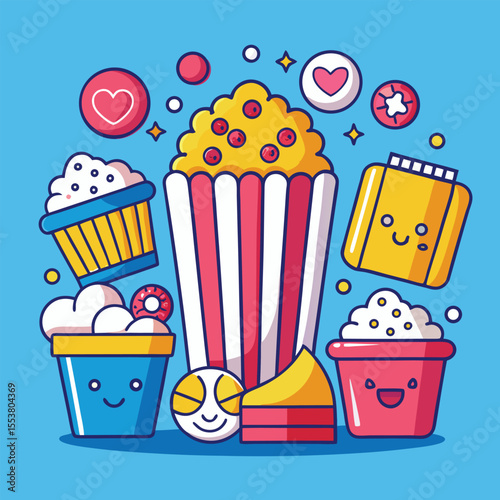 Popcorn Illustration Set – Fun Snack Icons in Vector Style