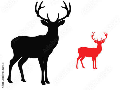 Deer silhouettes set, vector illustration, black deer silhouette icon pack