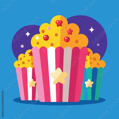 Popcorn Illustration Set – Fun Snack Icons in Vector Style