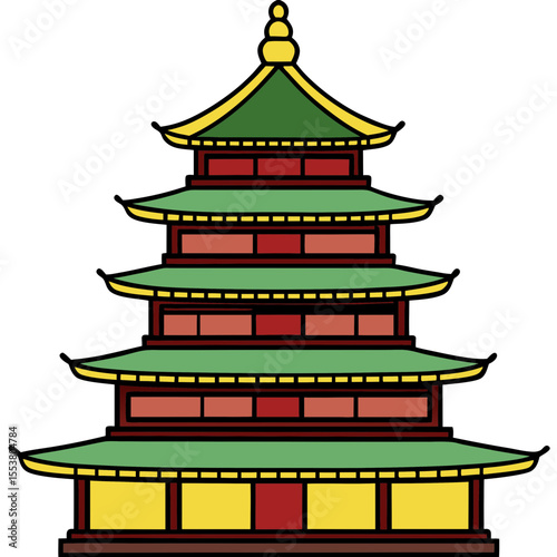 vector illustration of buddhist temple